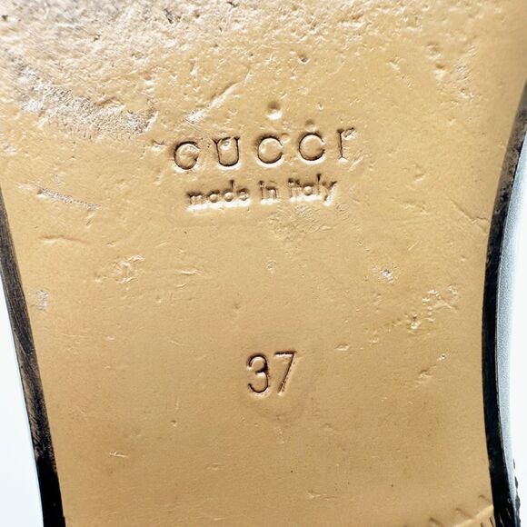 GUCCI Princetown Black Leather Mule Size 37 Horsebit Slip On Loafer - Picture 10 of 11